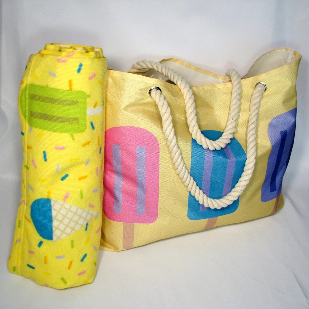 LAST ONE Beach Bag Beach Towel Ice CreamSet - Picture 3 of 5